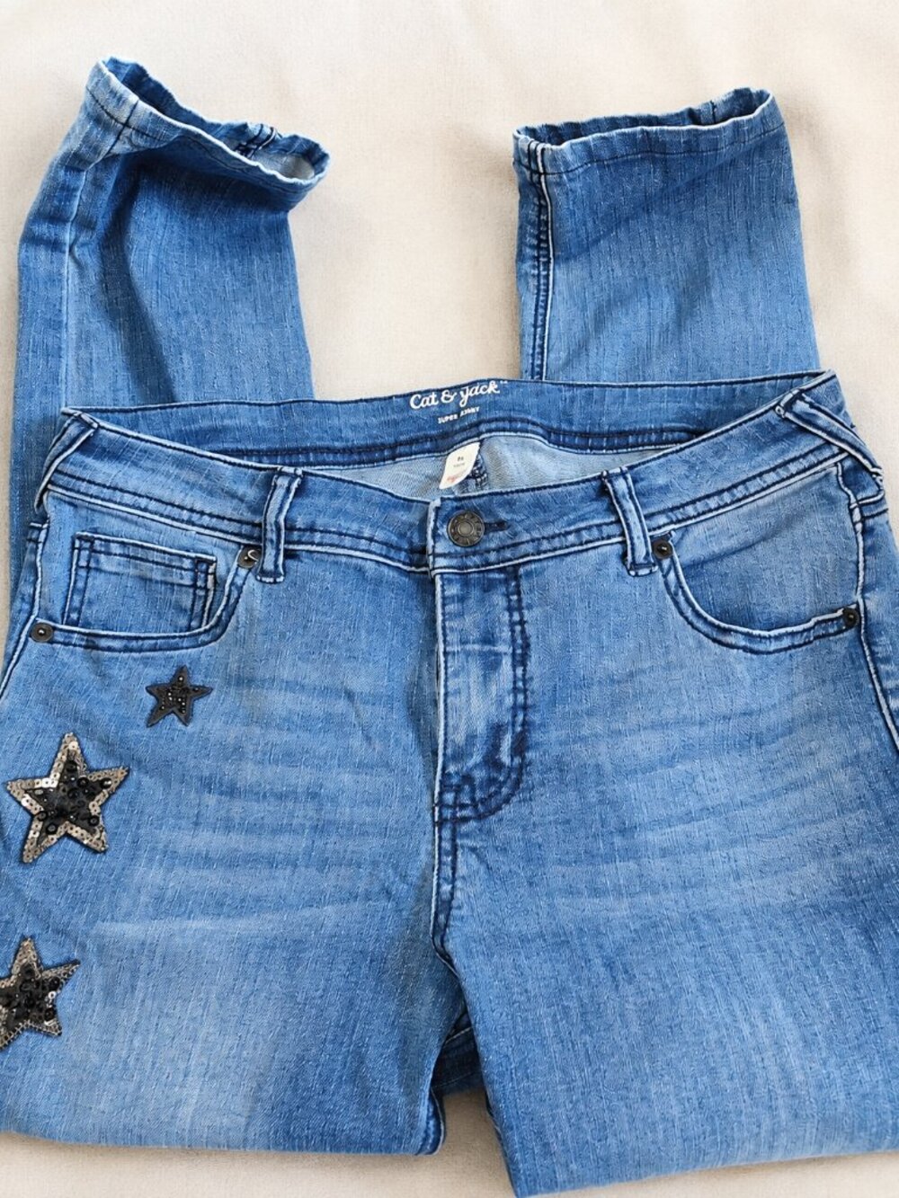 Cat & Jack Girls Size 16 Super Skinny Star Embellished Jeans - Picture 5 of 11